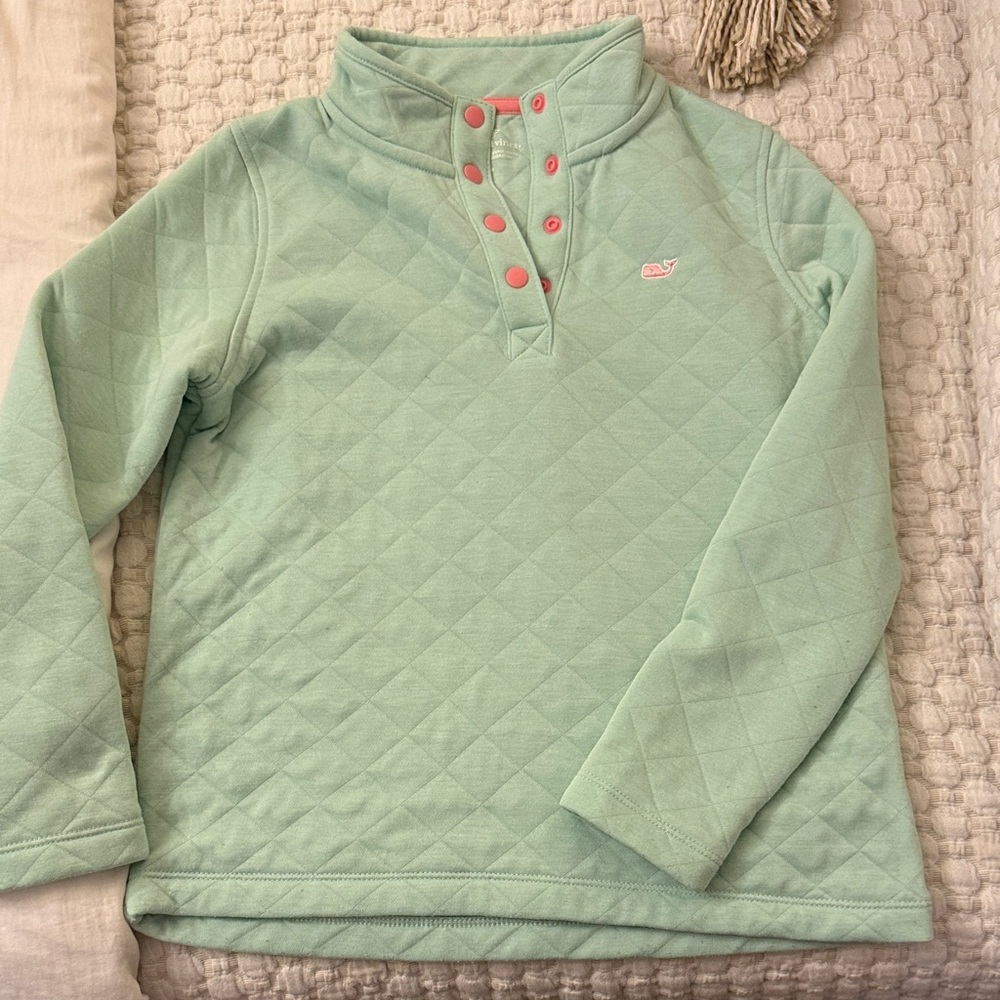 Vineyard Vines Light Green Quilted Sweatshirt